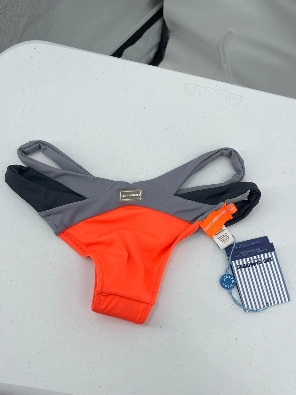 Les Canebiers NWT orange gray bikini bottom